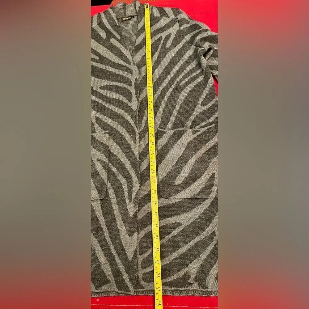 J. McLAUGHLIN Hallie‎ MD Gray Zebra Animal Print WOOL Sz XS-S Sweater Jacket